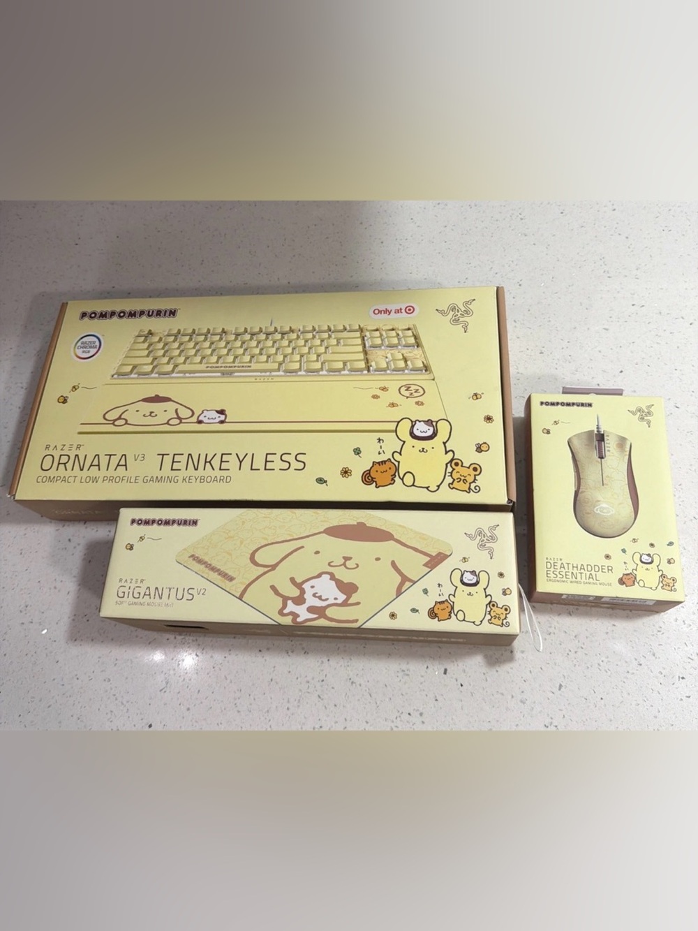 Razer x Sanrio Pompompurin Full 3 Piece Set! Keyboard , Mouse and Mouse Matt